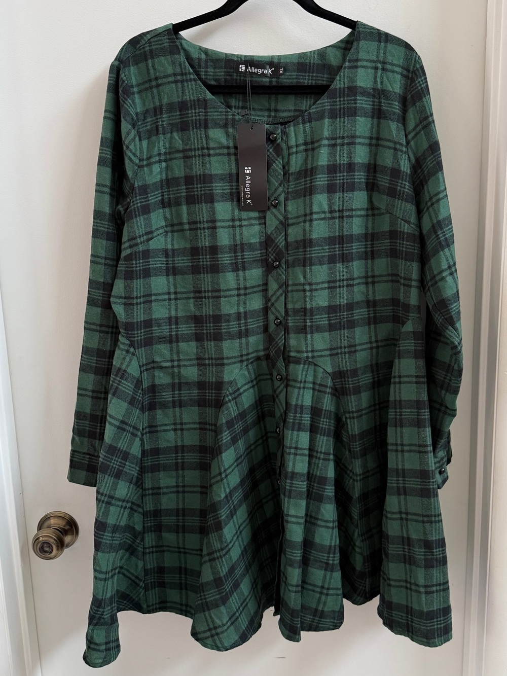 Allegra K Mini Button Down Flannel Dress